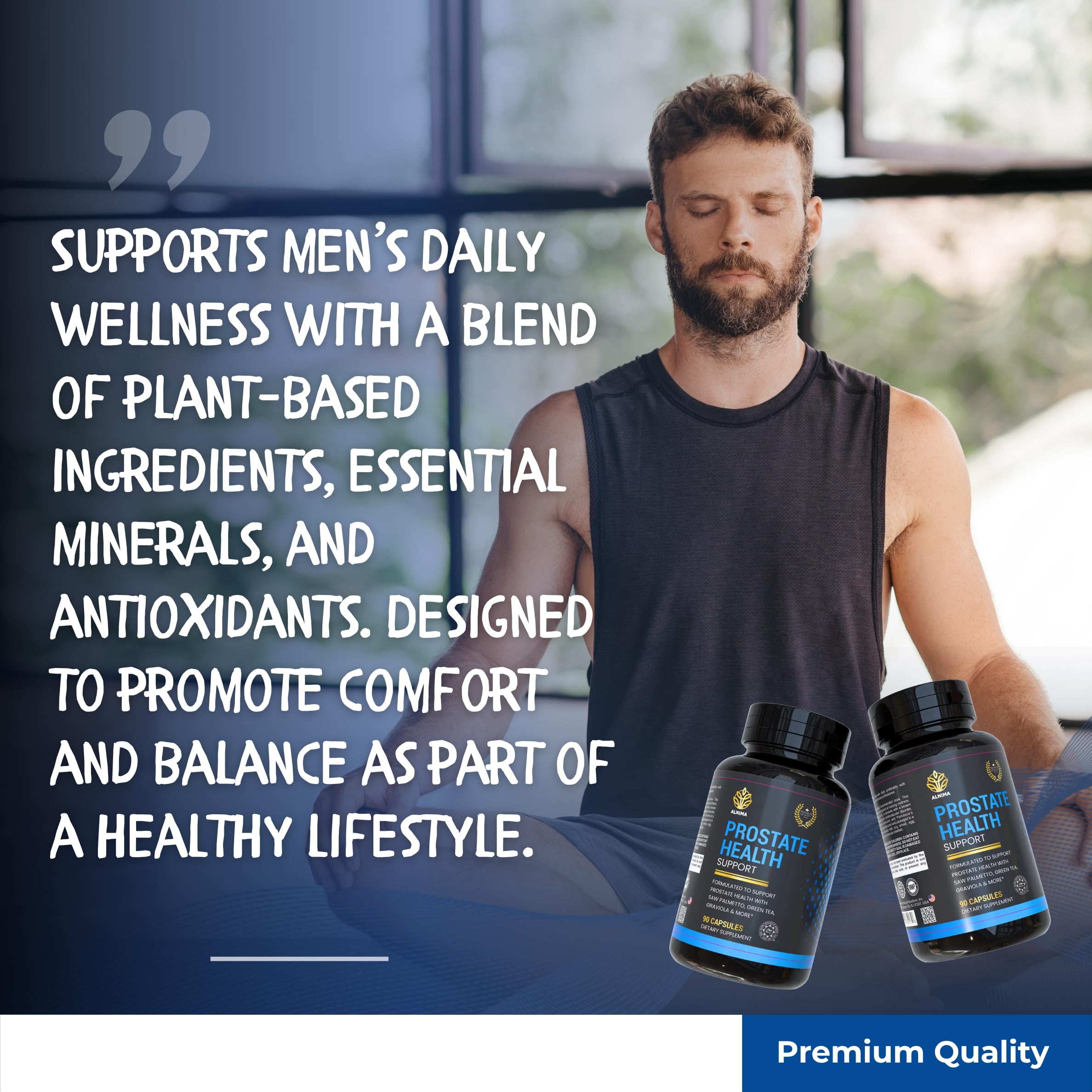 ALNIMA Halal Men’s Wellness Complex – Saw Palmetto, Zinc & Selenium | 90 Capsules | Made in USA