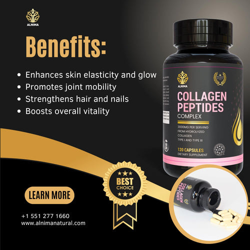 ALNIMA Halal Collagen Peptides Complex – Type I & III Collagen | 120 Capsules | Made in USA