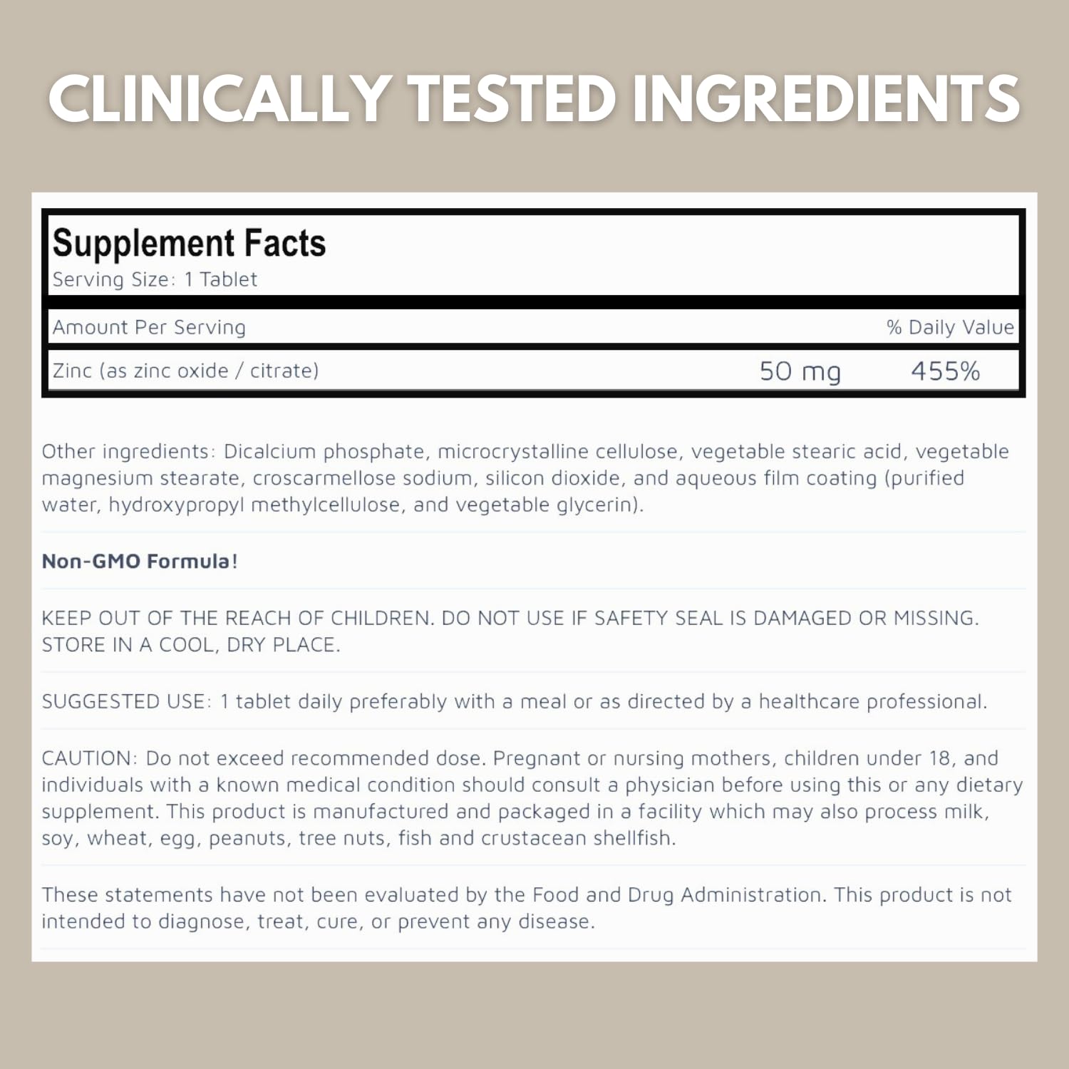 ALNIMA Halal Zinc 50 mg – Essential Mineral Supplement | 100 Tablets | Made in USA