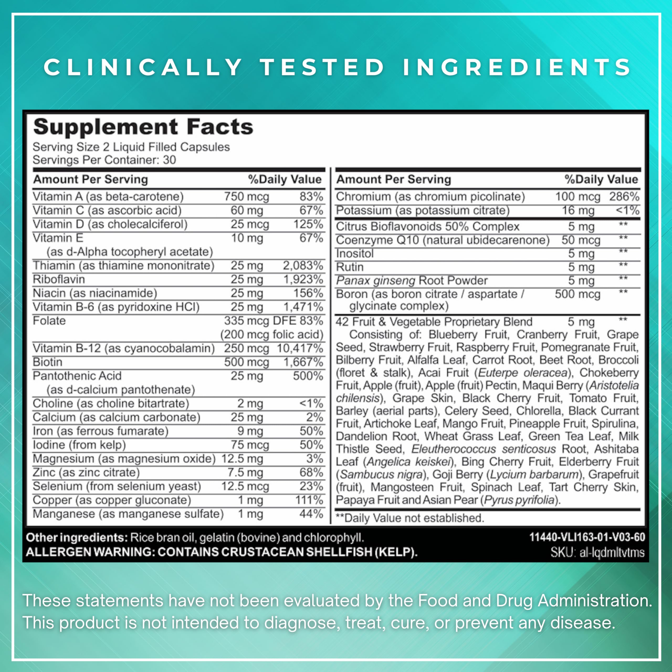 ALNIMA Halal Liquid Multivitamin – Complete Daily Nutrient Formula | 60 Liquid Capsules | Made in USA