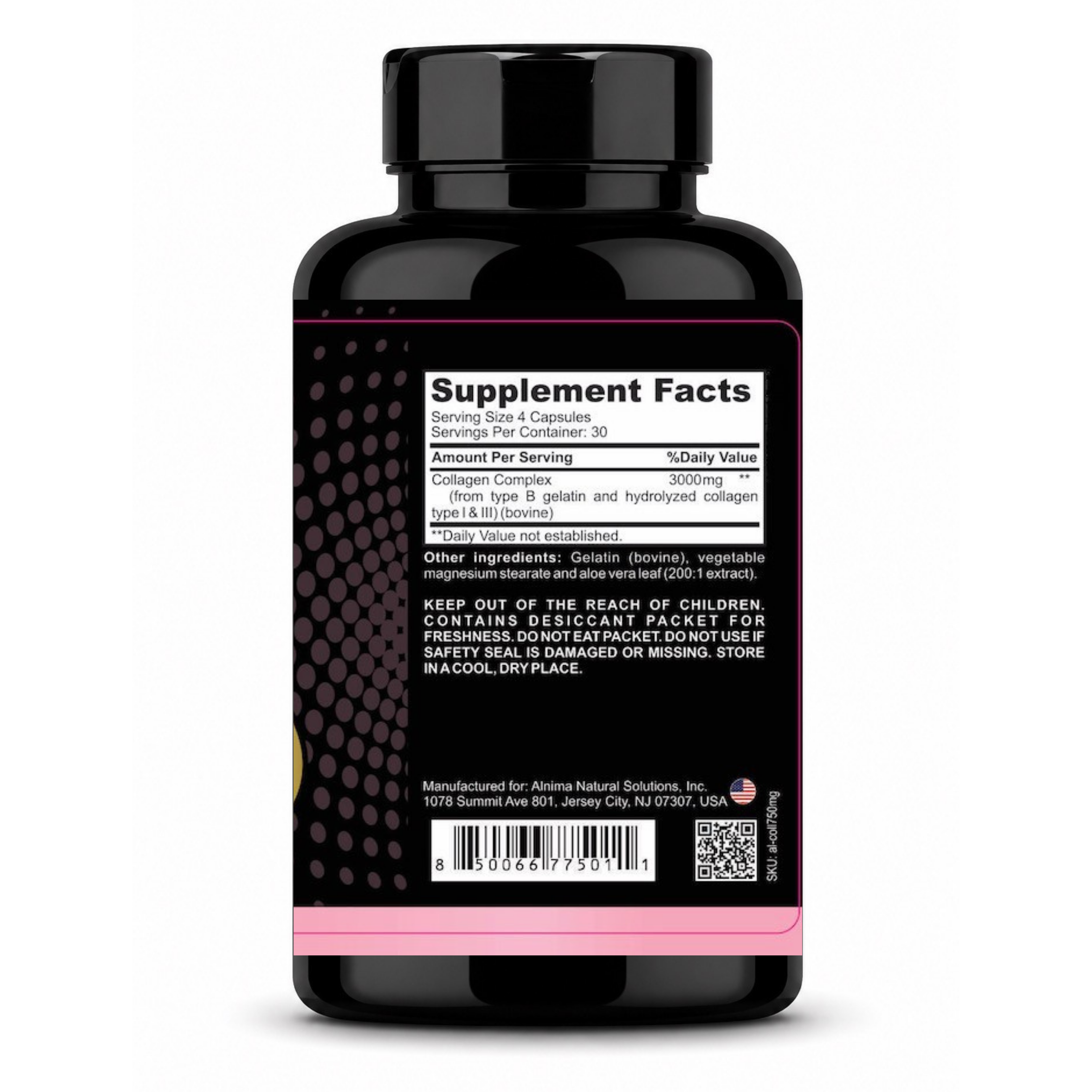Collagen Peptides Complex – Alnima | Type I & III Collagen | Halal Certified | 120 Capsules | Made in USA