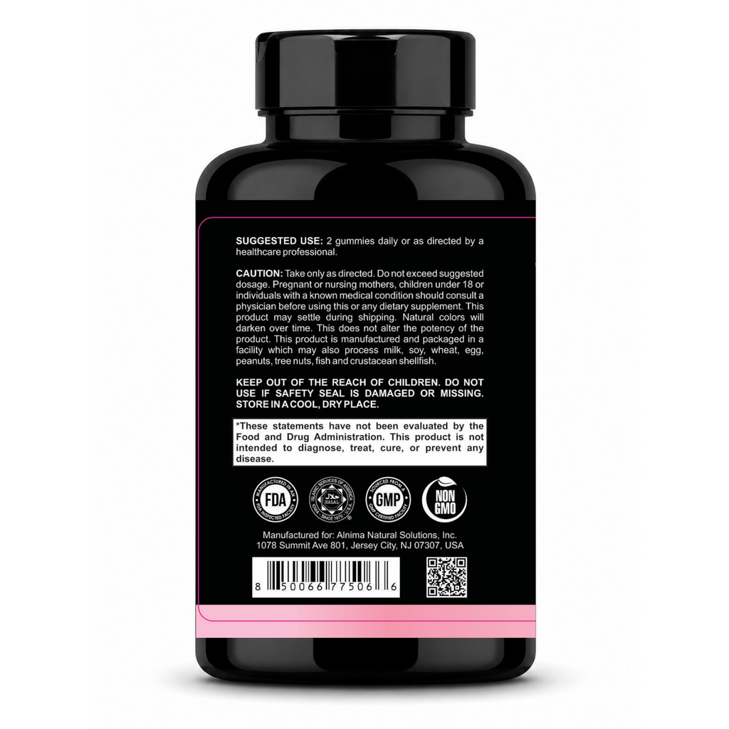 Hair, Skin & Nails Gummies with Collagen & Biotin – Alnima | Beauty Support for Women | Halal Certified | 60 Gummies – Halal Certified, Non-GMO, Made in USA