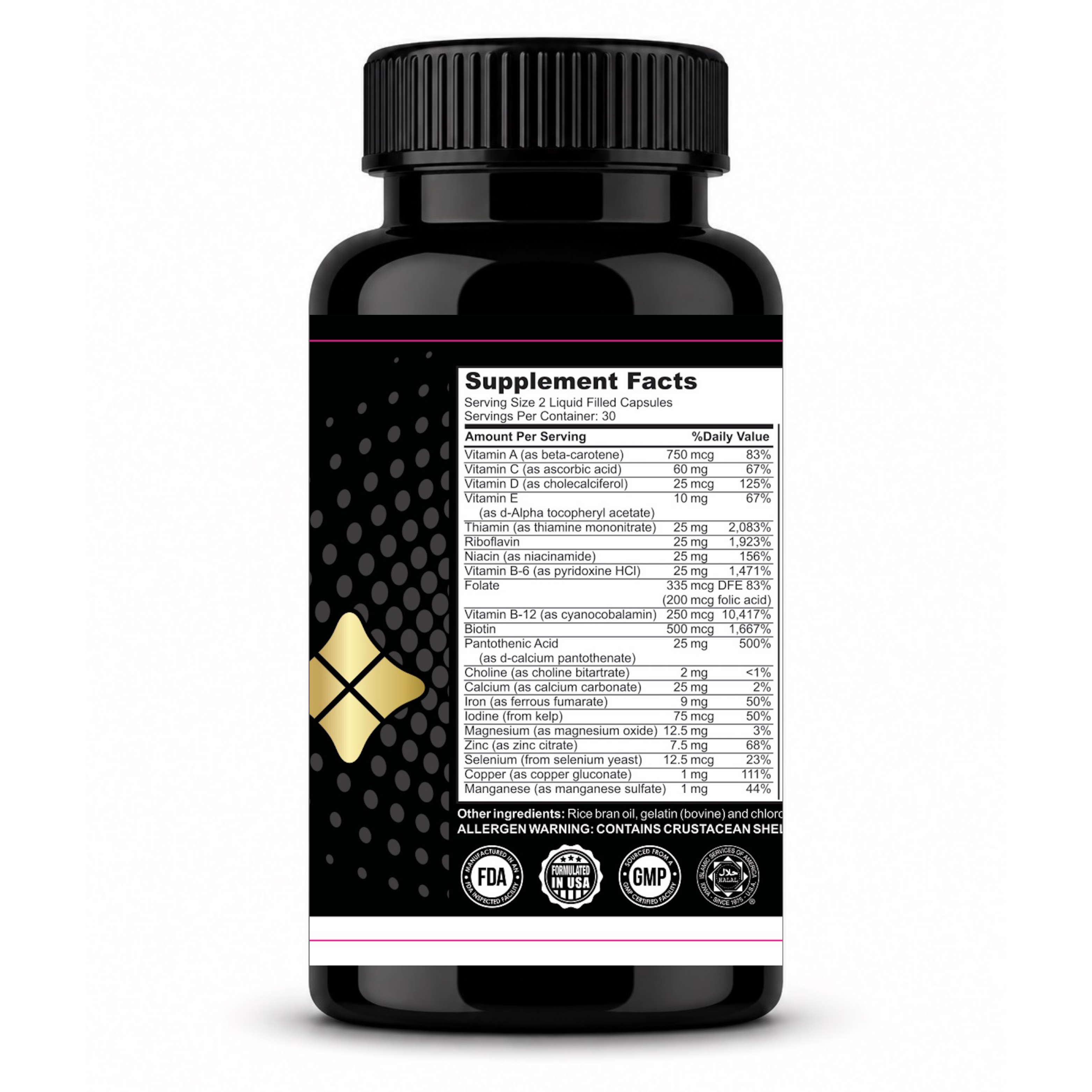 Multivitamin Complex Liquid Capsules – Alnima | Daily Nutritional Support | Halal Certified | 60 Liquid Capsules | Made in USA
