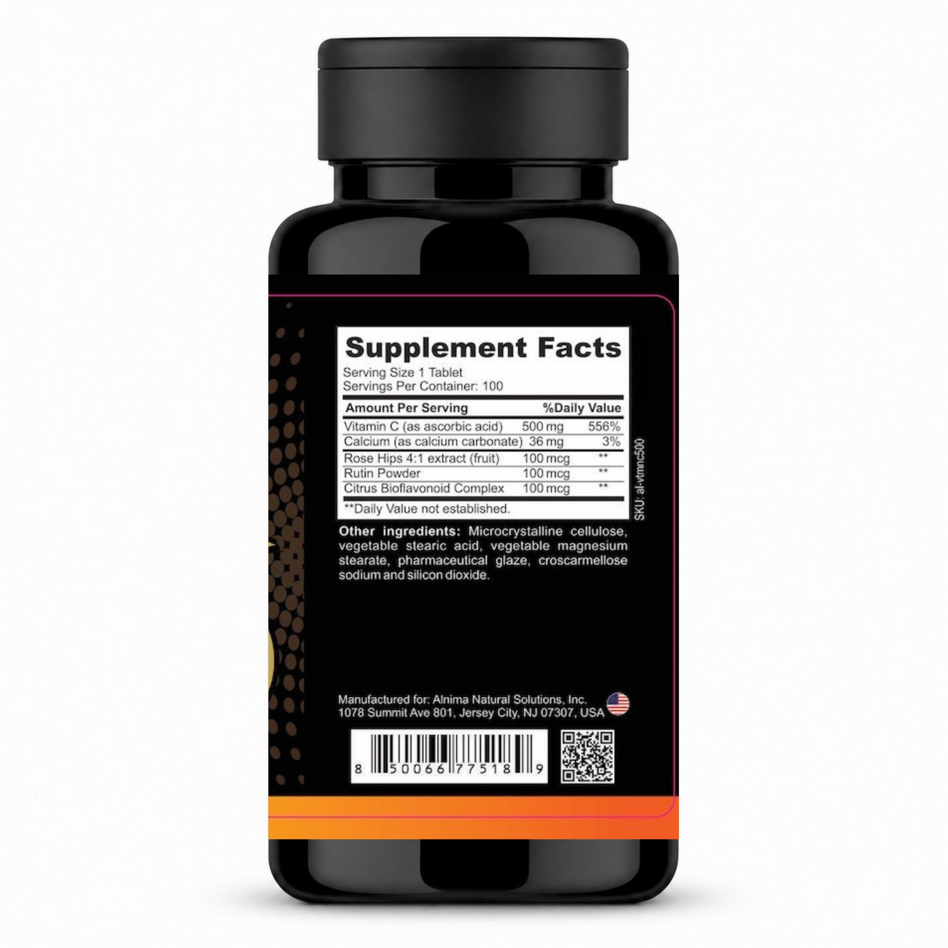 Vitamin C 500 with Rose Hips – Alnima | Antioxidant Formula | Halal Certified | 100 Tablets | Made in USA