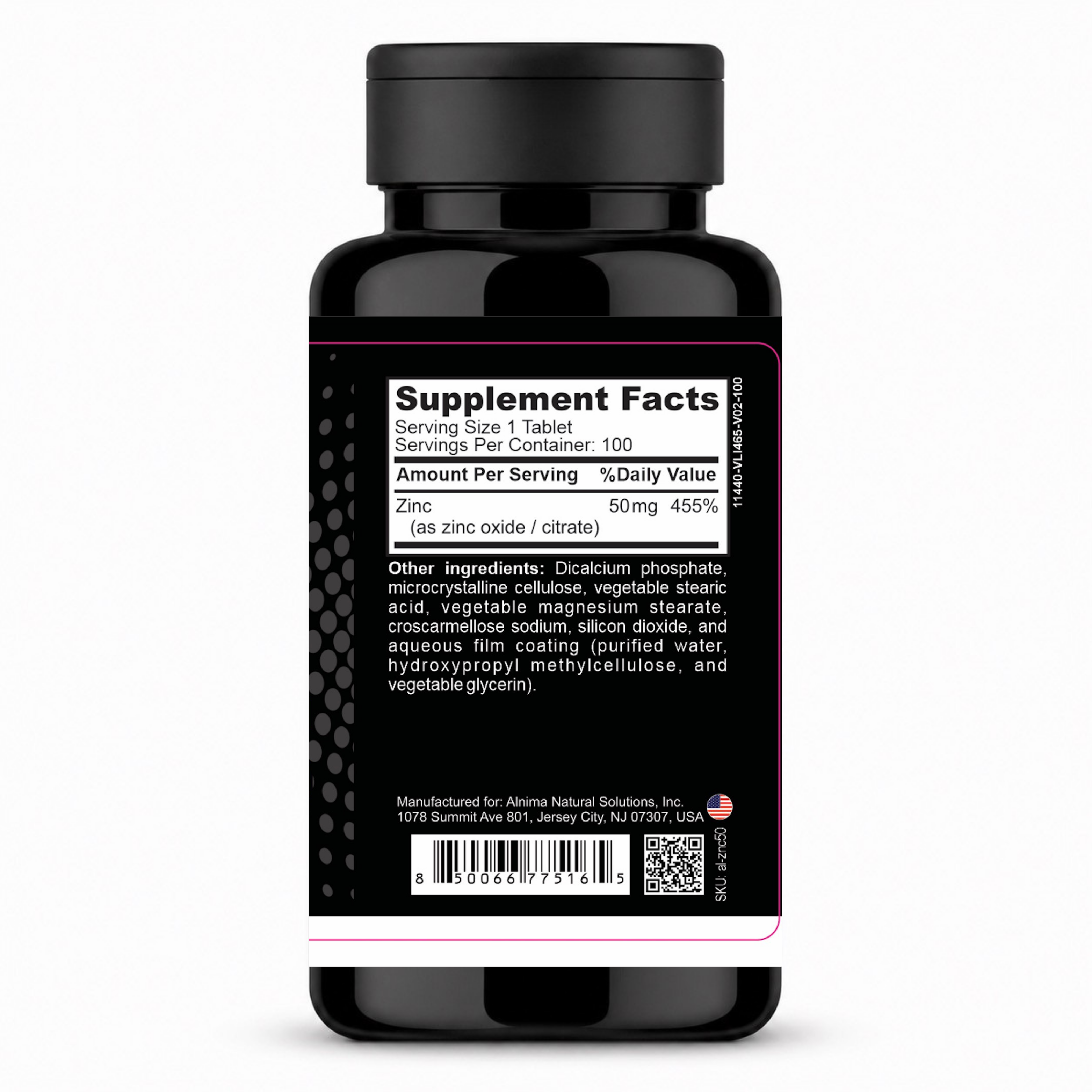 Zinc 50 mg – Alnima | Essential Mineral Supplement | Halal Certified | 100 Tablets | Made in USA