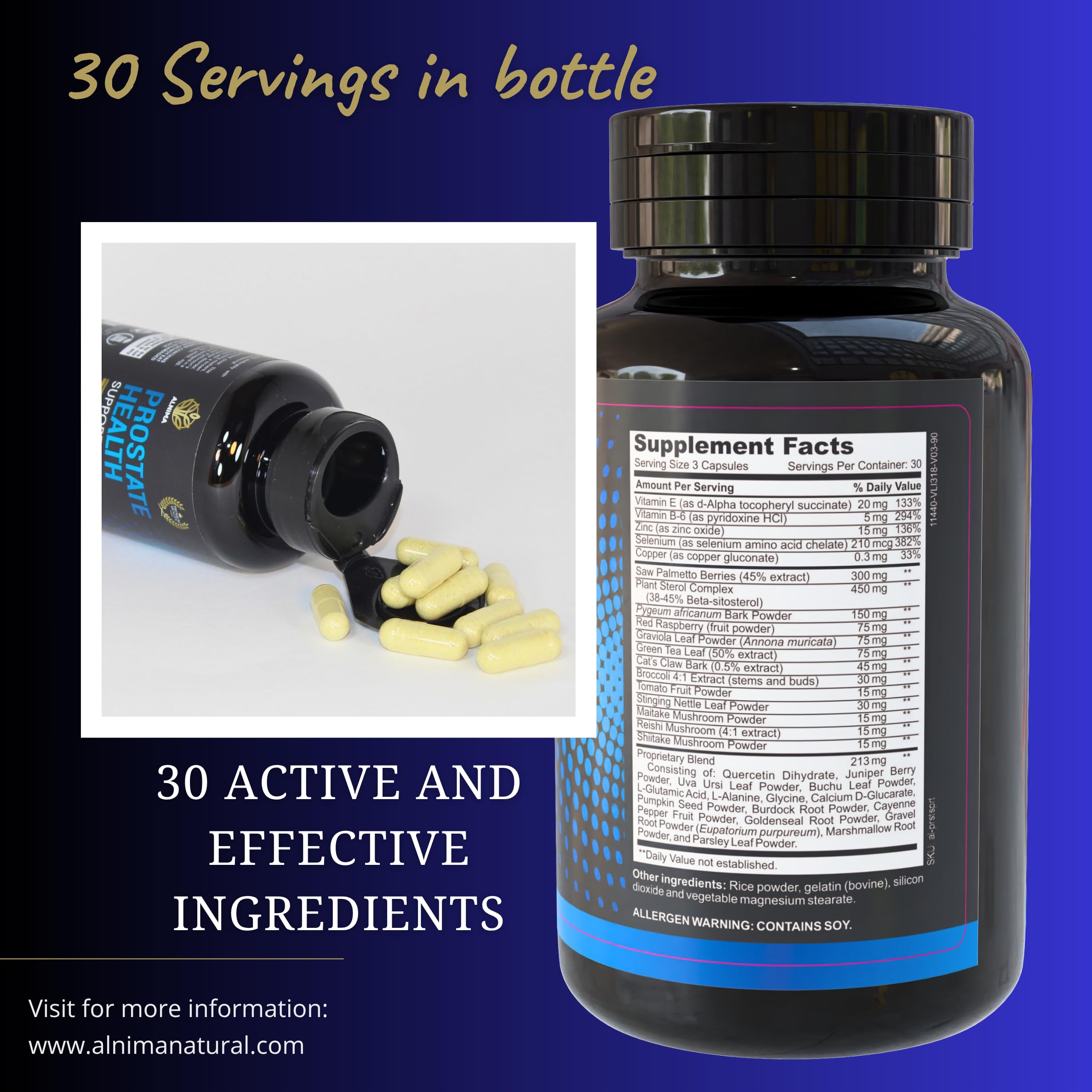 ALNIMA Halal Men’s Wellness Complex – Saw Palmetto, Zinc & Selenium | 90 Capsules | Made in USA