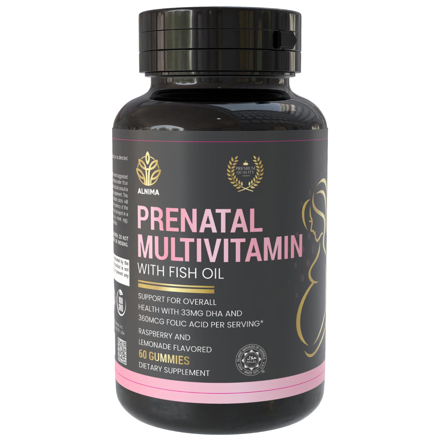 ALNIMA Halal Prenatal Multivitamin Gummies – DHA & Essential Nutrients | 60 Gummies | Made in USA