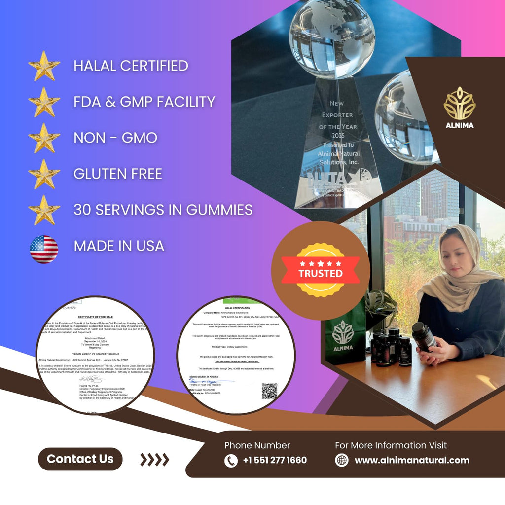 ALNIMA Halal Prenatal Multivitamin Gummies – DHA & Essential Nutrients | 60 Gummies | Made in USA